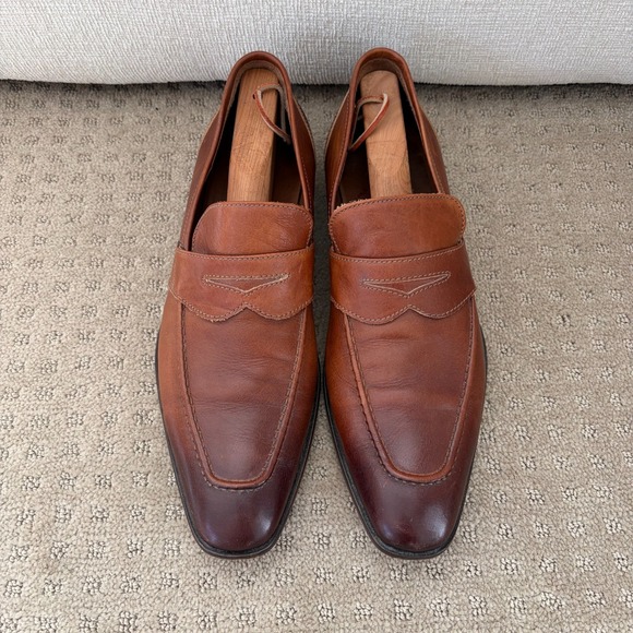 Donald J Pliner Italian Leather Penny Loafers Men‎ US 9.5M Brown Made in Italy main image 12